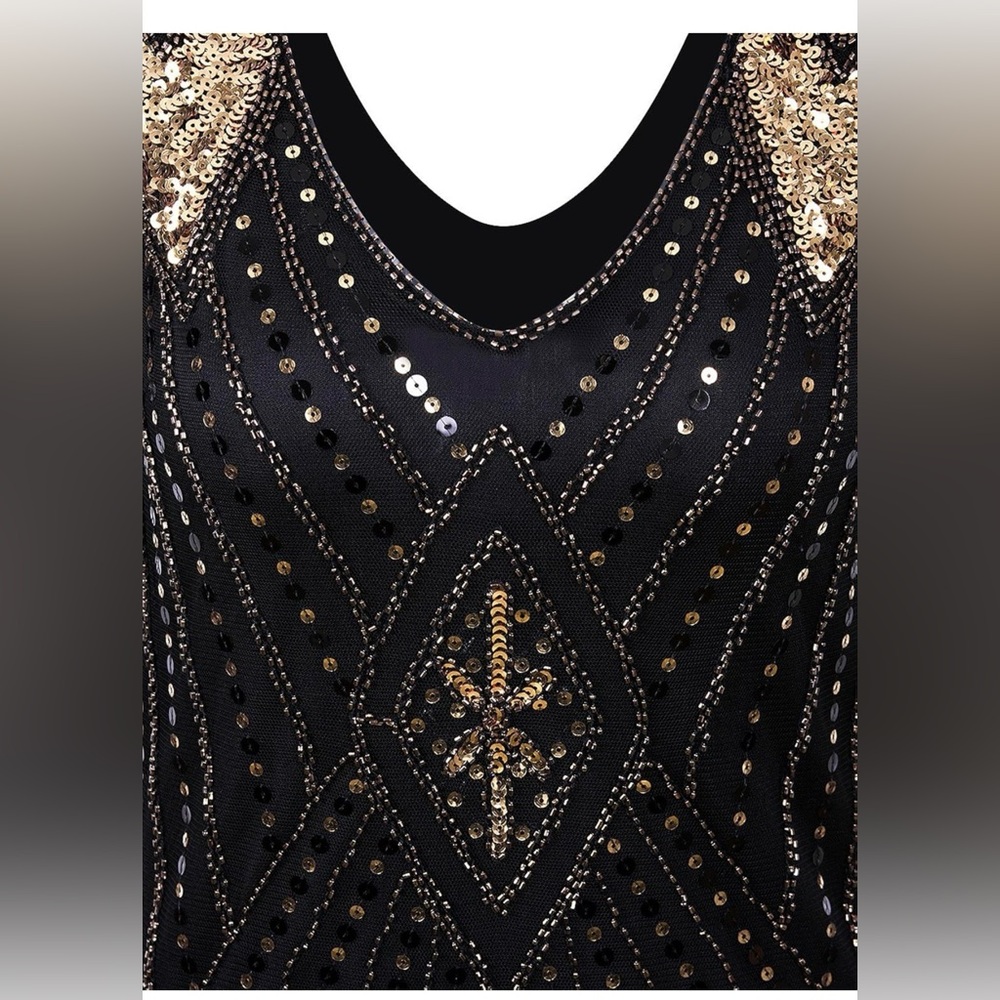 Elegant Black and Gold Women's Dress - Picture 5 of 5